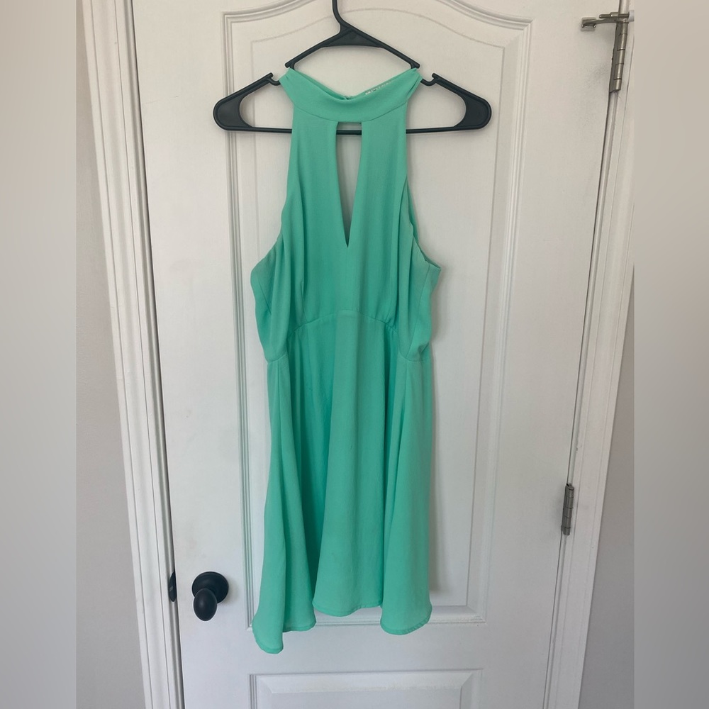 Green High Neck Dress